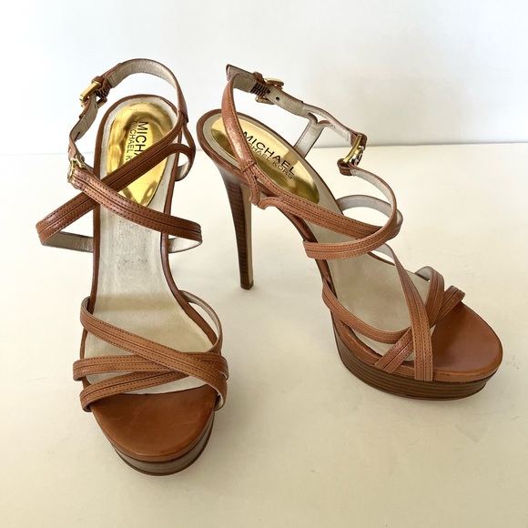 Michael Kors High Heels Sandals Tan Brown Size 9 - Picture 1 of 7